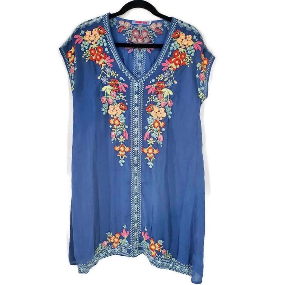 Johnny Was Embroidered Heidi Tunic/Dress Size S MusicFestival Boho Hippie Artsy